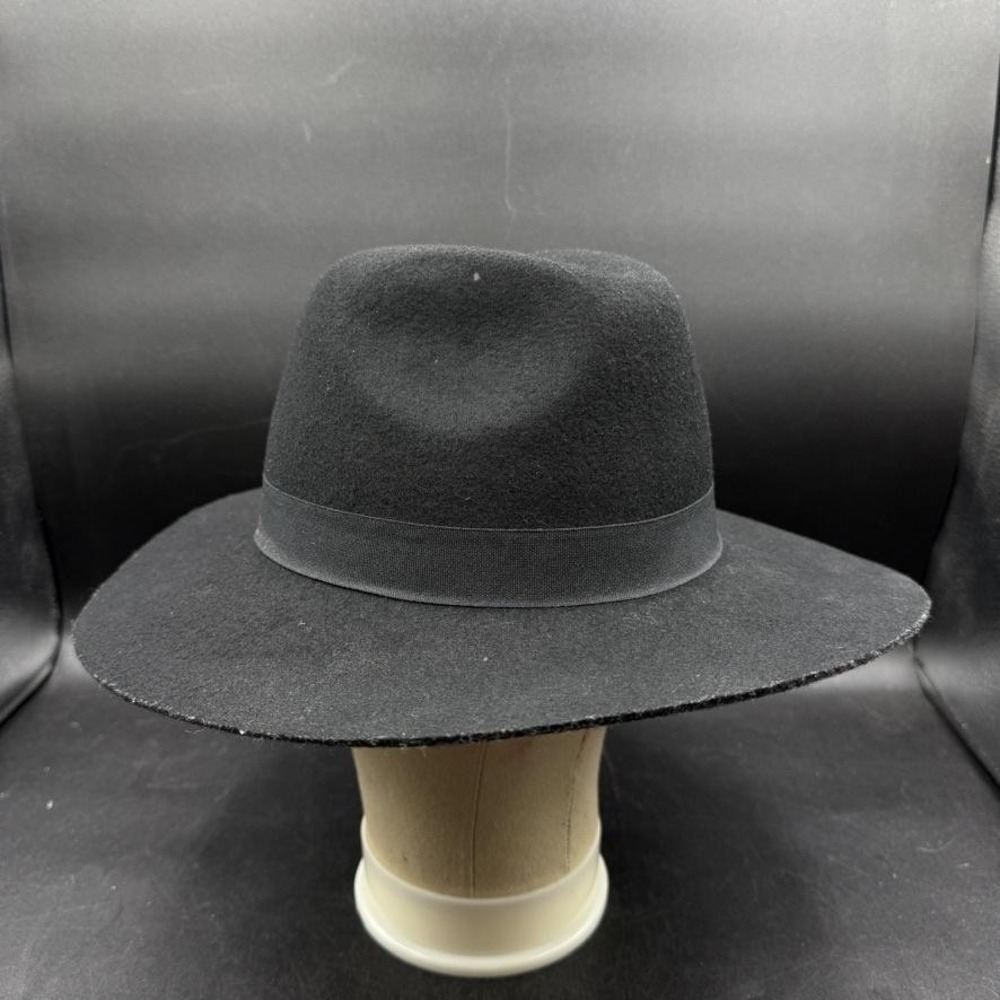 Lauren Ralph Lauren Fedora Hat Womens One Size Black Wool Felt Wide Brim Boho